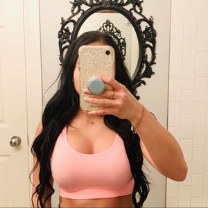 🩷 CORAL RIBBED CROP TOP